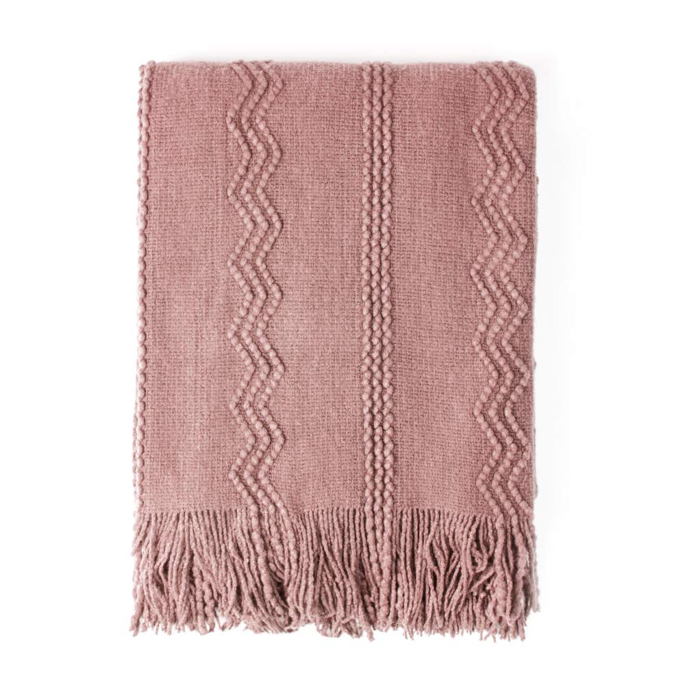 BOURINA Soft Textured Knitted Throw Blanket for Sofa