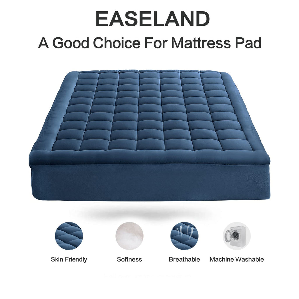 EASELAND Mattress Pad Cover Cotton Top 8-21" Deep Pocket Pillow Top Mattress Topper