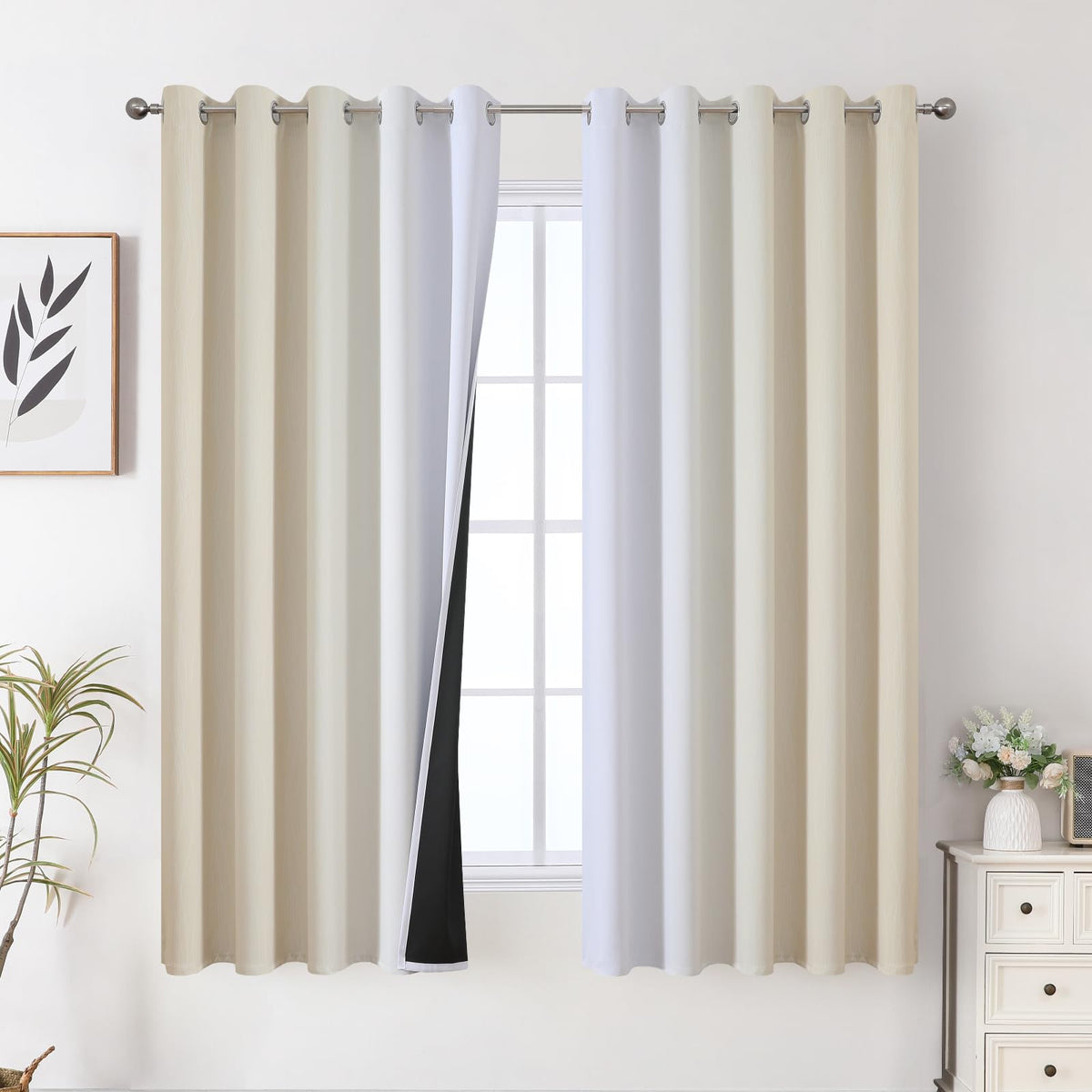 Estelar Textiler Ombre Blackout Curtains for Bedroom 2 Panels Set