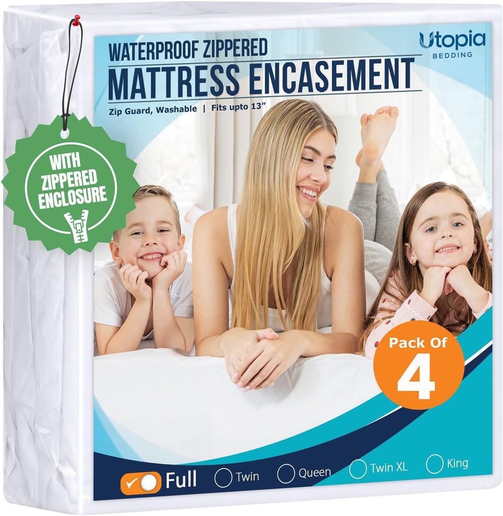 Utopia Bedding Zippered Mattress Encasement, 100% Waterproof Bed Bug and Dust Mite Proof Mattress Protector, Absorbent Six-Sided Mattress Cover