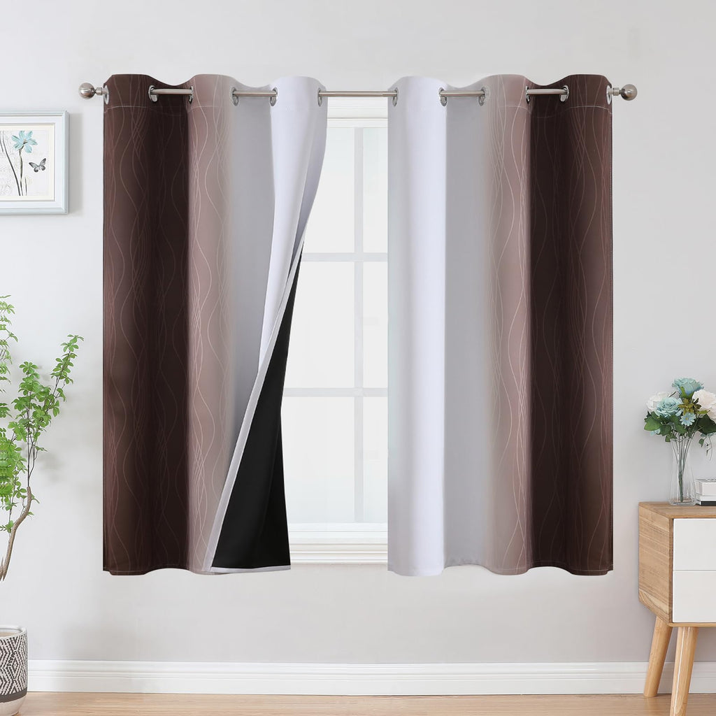 Estelar Textiler Ombre Blackout Curtains for Bedroom 2 Panels Set