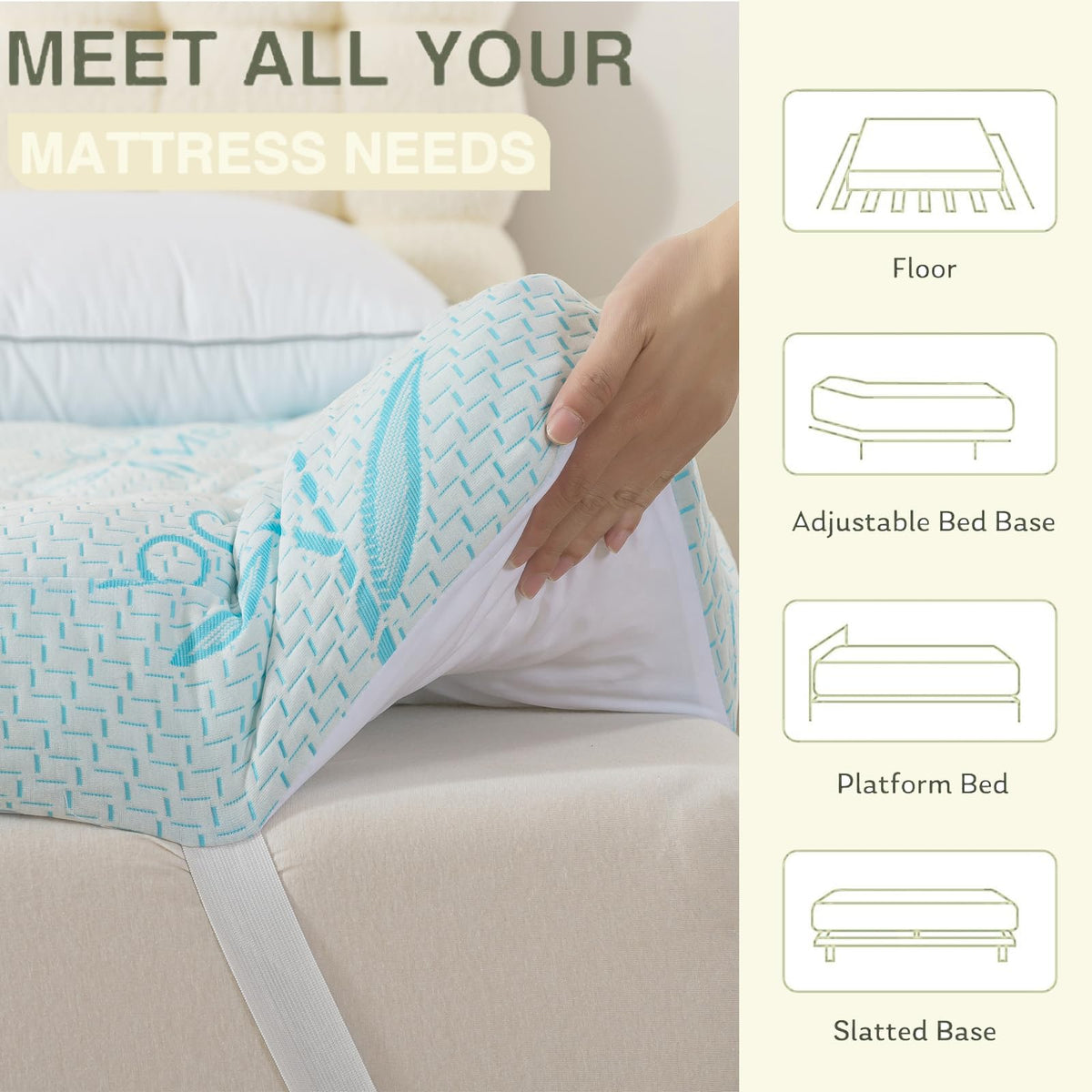 SHOUREN Memory Foam Mattress Topper 4 Inch