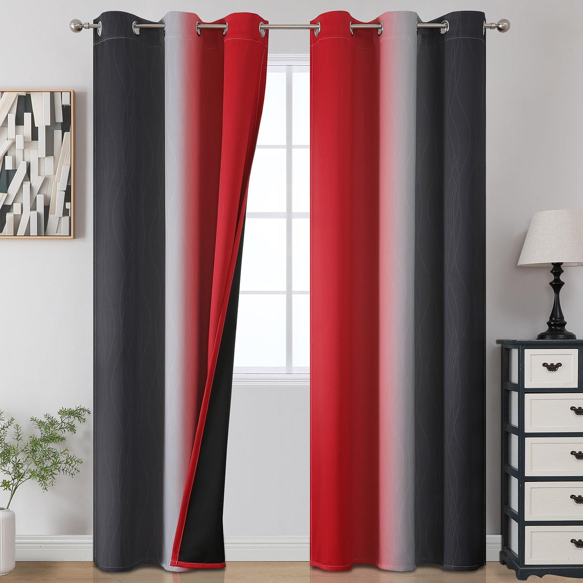 Estelar Textiler Ombre Blackout Curtains for Bedroom 2 Panels Set