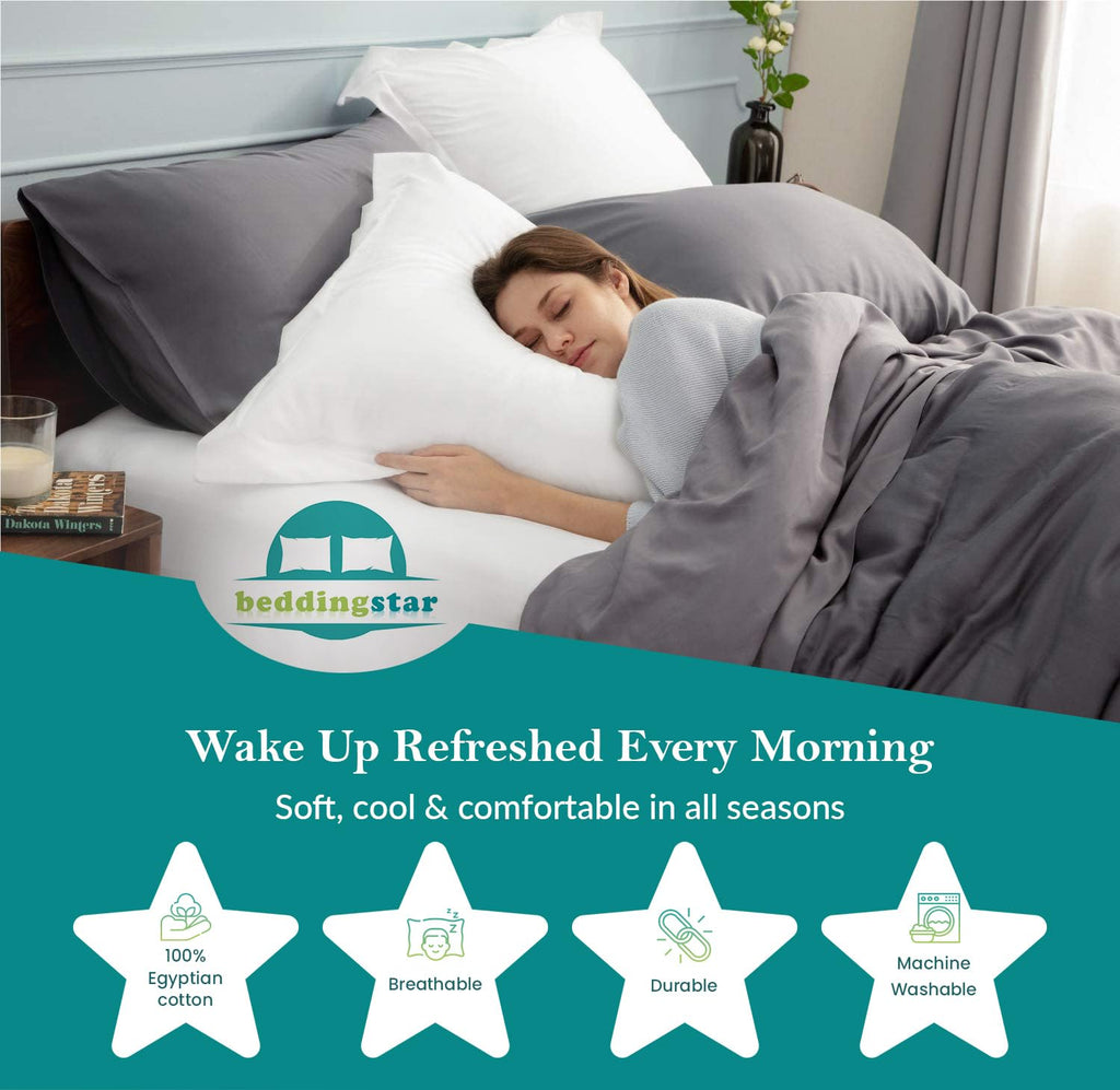 beddingstar Pillows Shams Set of 2-100% Egyptian Cotton 600 Thread Count