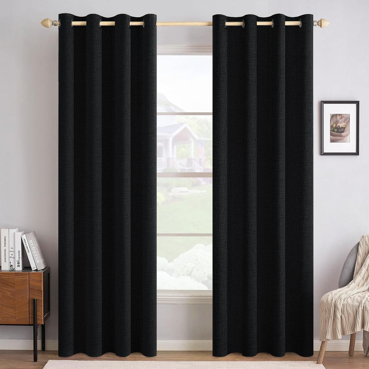 MIULEE Linen-Textured Thermal Insulated Blackout Curtains