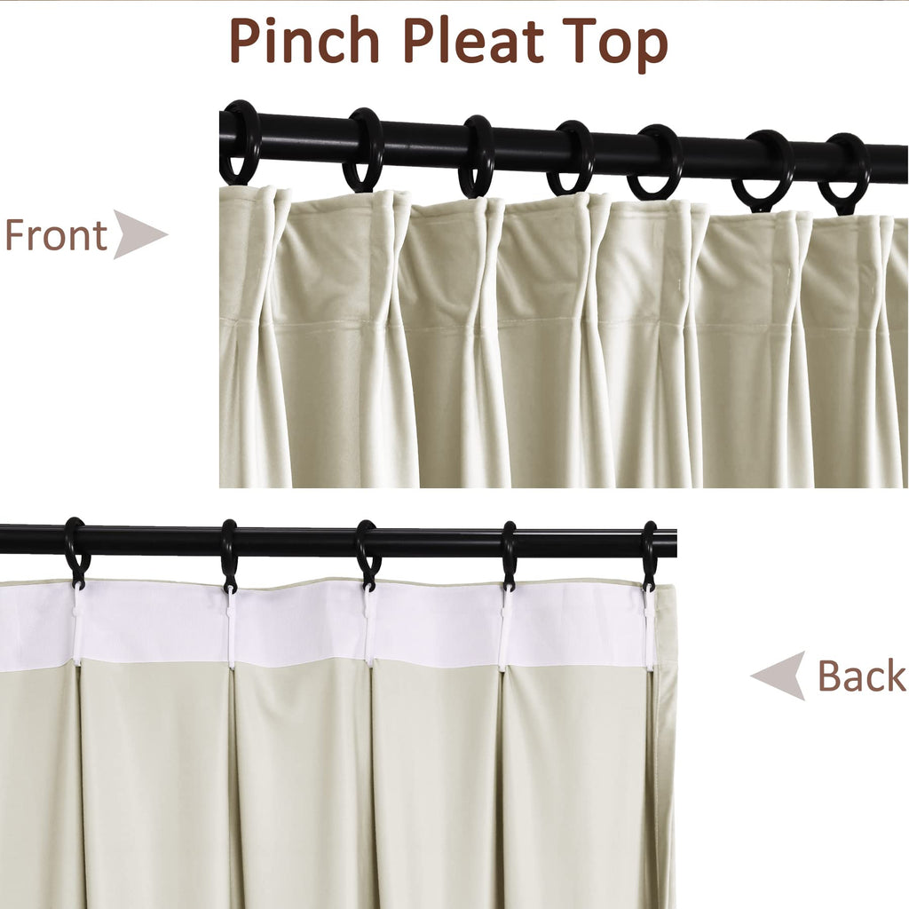 Fcosie Extra Long Velvet Curtain Pinch Pleated Drape 10-24 ft Length Custom-Made Drapery for High Ceilings, Room Darkening Curtain Panel, Loft Window Draperies for Theater Hall Gallery Cinema, 2 PCS
