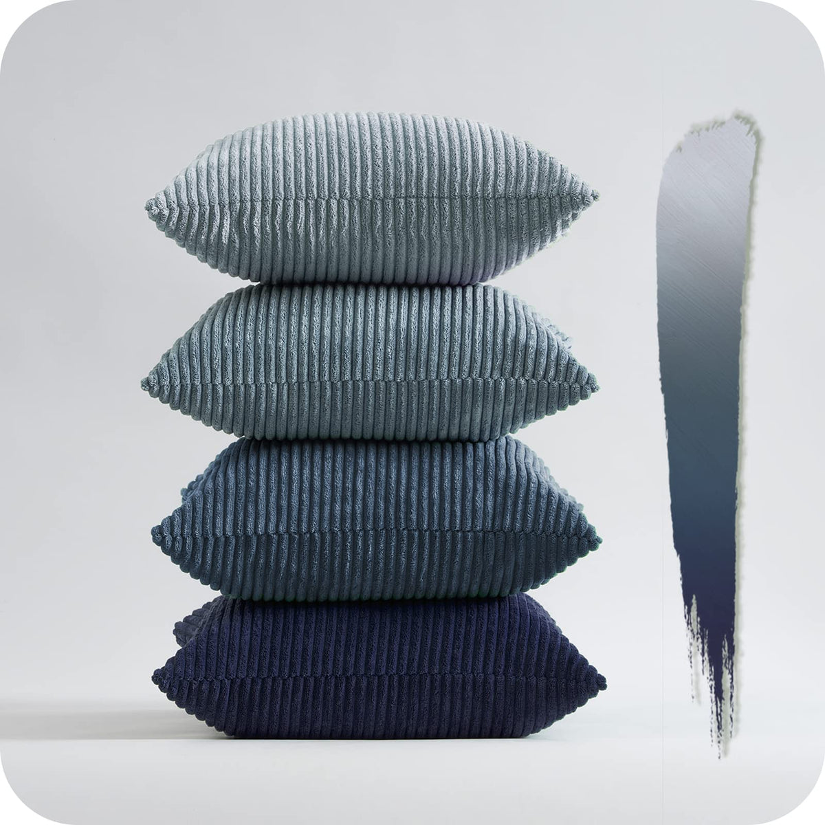 Topfinel Set of 4 Gradient Corduroy Pillow Covers