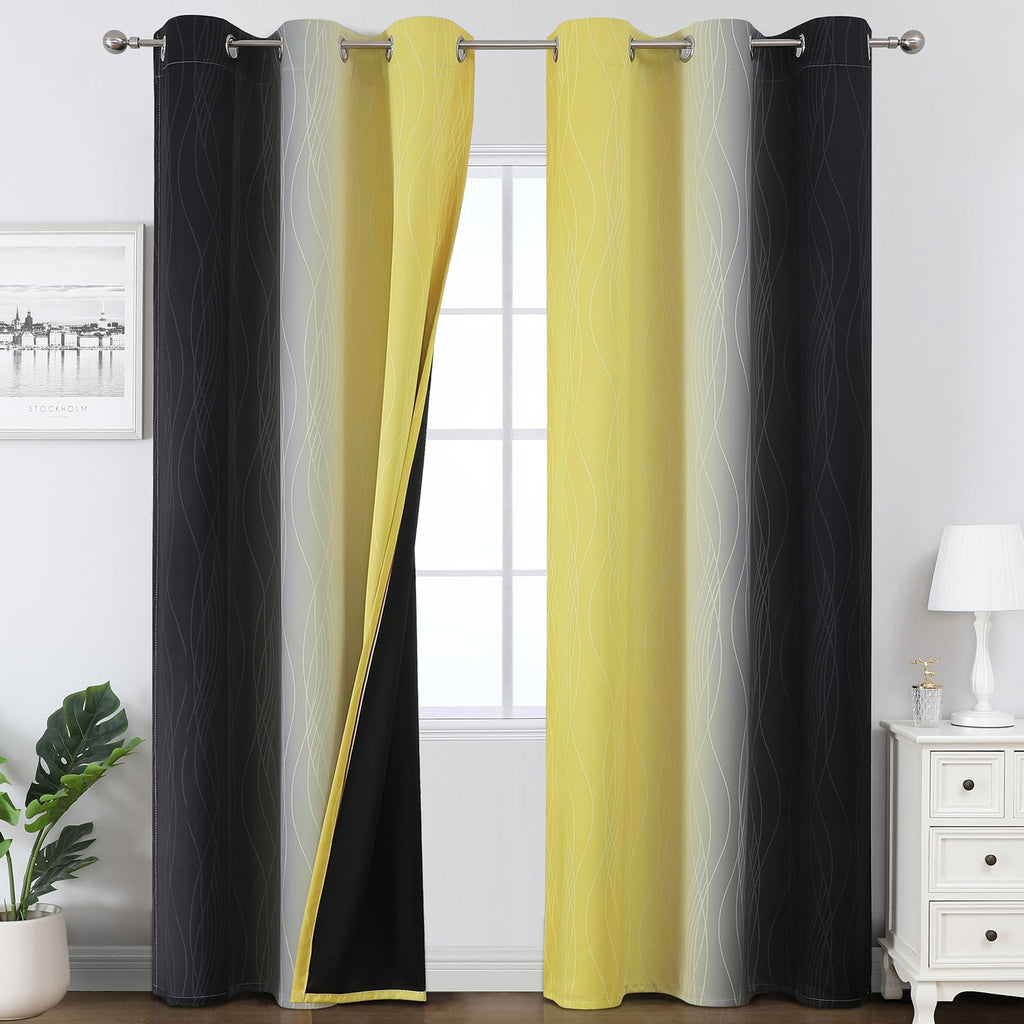 Estelar Textiler Ombre Blackout Curtains for Bedroom 2 Panels Set