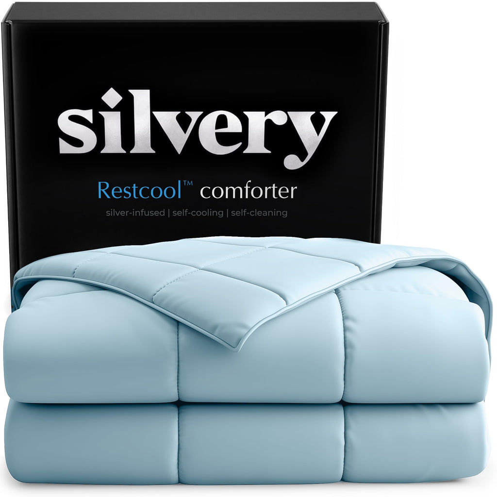 Silvery® Silver-Infused Cooling Comforter – Award-Winning Self-Cooling Blanket for Hot Sleepers with Self-Cleaning Silvery Technology™ for Sweat-Free & Cool Sleep