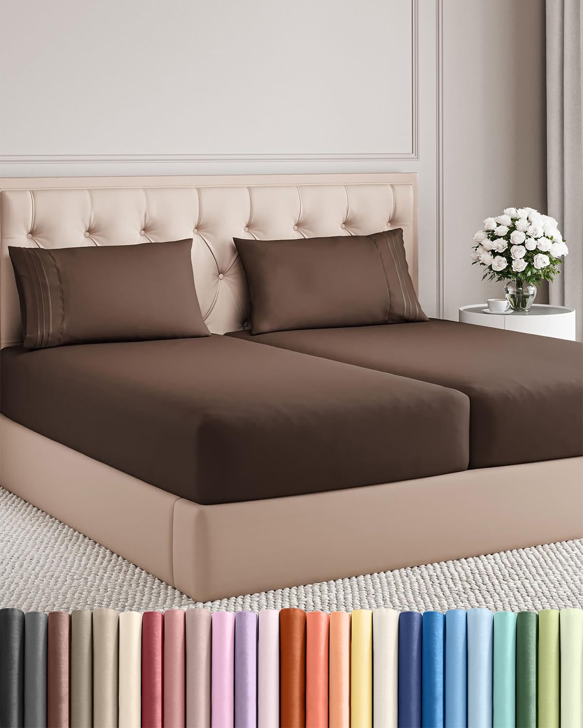 CGK Unlimited 4 Piece Sheet Set - Ultra-Soft, Breathable & Cooling Bed Sheets Set - Hotel Luxury Bedding for Women & Men with Deep Pockets - Wrinkle & Fade Free - Oeko-Tex
