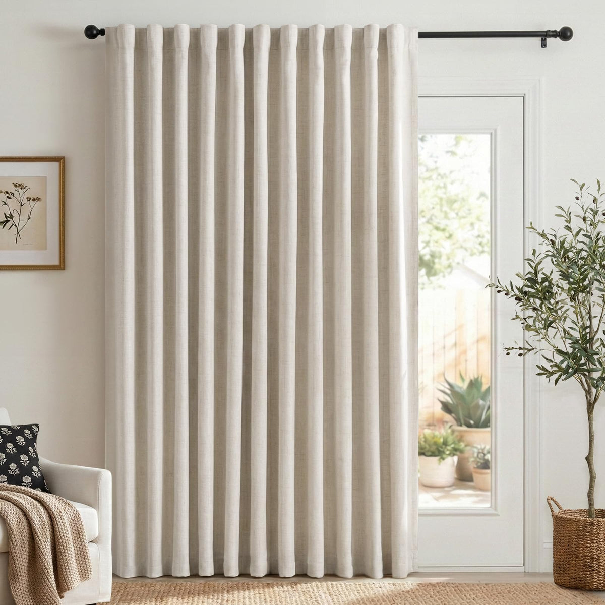 Linen Total Blackout Curtains for Bedroom and Living Room