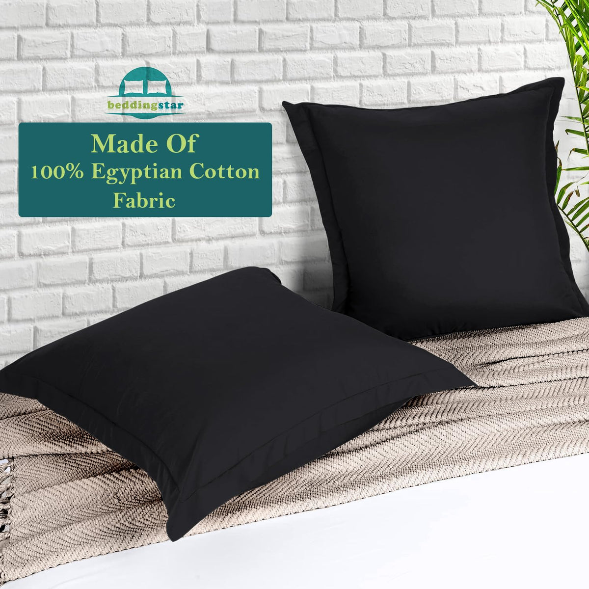 beddingstar Pillows Shams Set of 2-100% Egyptian Cotton 600 Thread Count