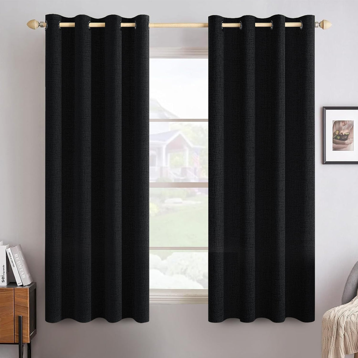 MIULEE Linen-Textured Thermal Insulated Blackout Curtains
