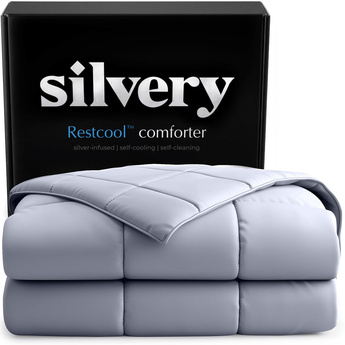 Silvery® Silver-Infused Cooling Comforter – Award-Winning Self-Cooling Blanket for Hot Sleepers with Self-Cleaning Silvery Technology™ for Sweat-Free & Cool Sleep