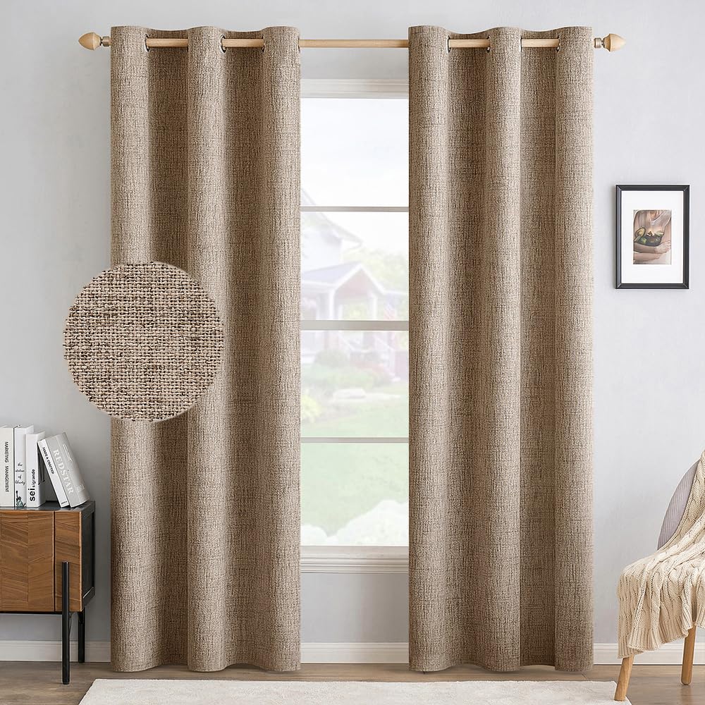 MIULEE Linen-Textured Thermal Insulated Blackout Curtains