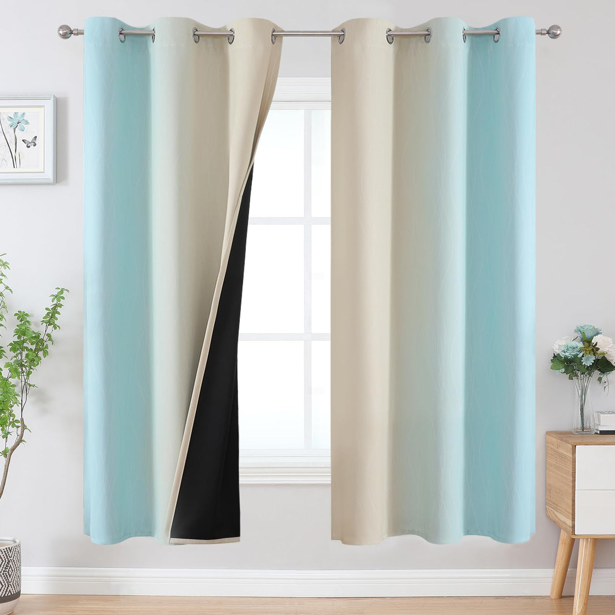 Estelar Textiler Ombre Blackout Curtains for Bedroom 2 Panels Set