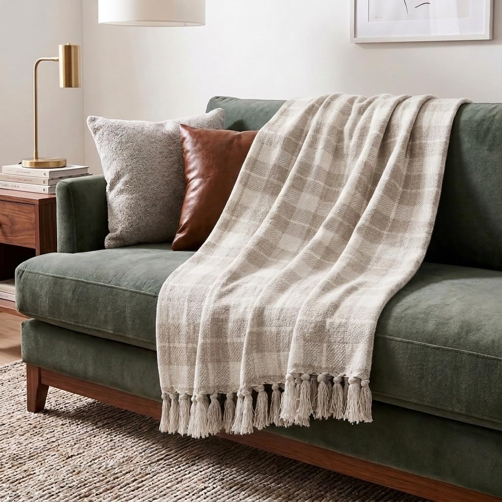 Americanflat Cotton Herringbone Throw Blanket for Sofa