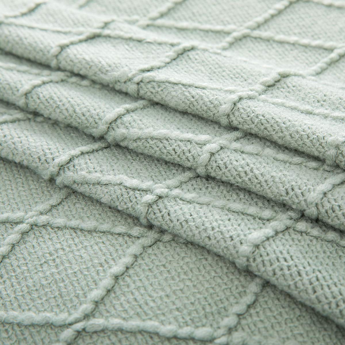 Homiest Decorative Knitted Throw Blanket with Fringe Soft & Cozy Tassel Blanket for Couch Sofa Bed