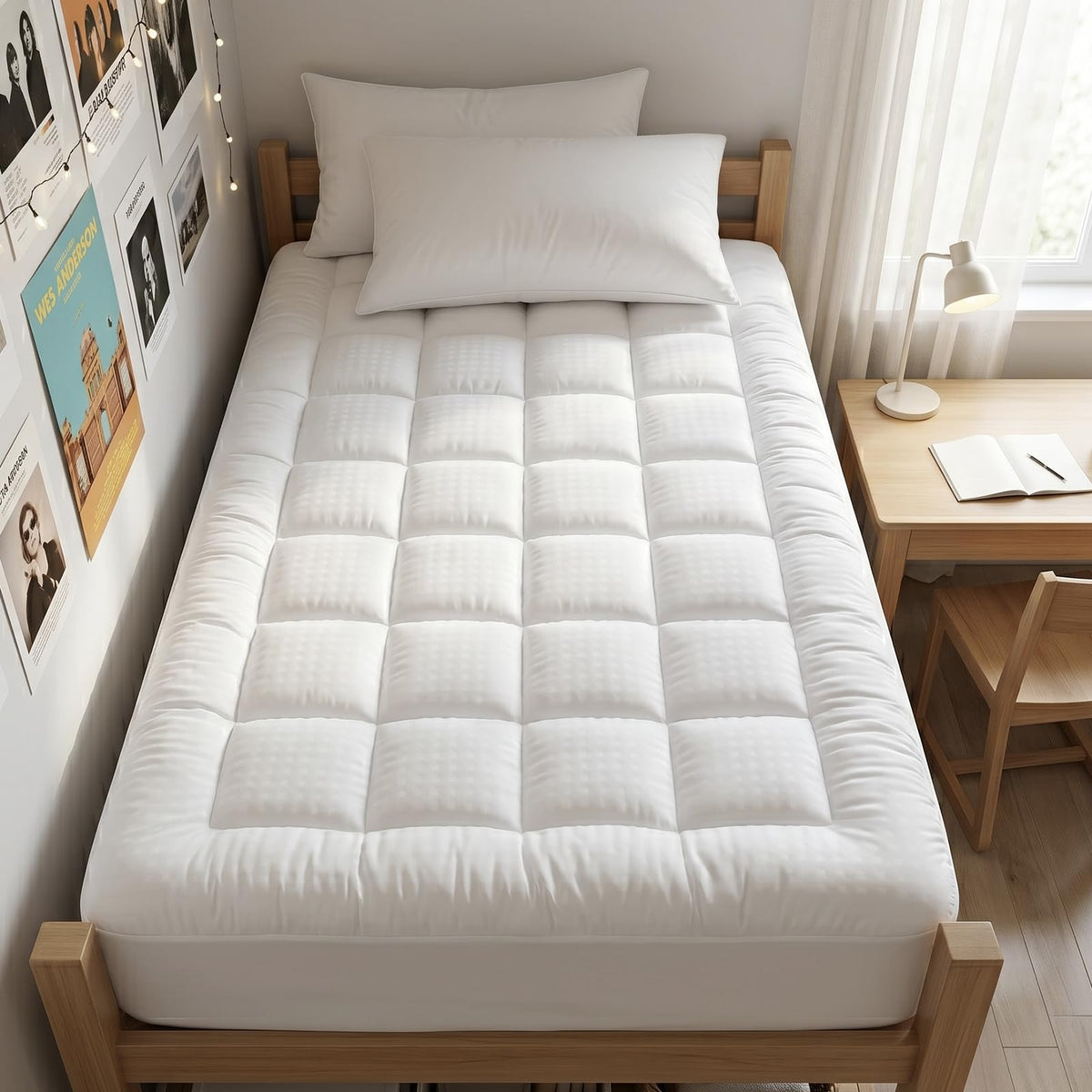EASELAND Mattress Pad Cover Cotton Top 8-21" Deep Pocket Pillow Top Mattress Topper