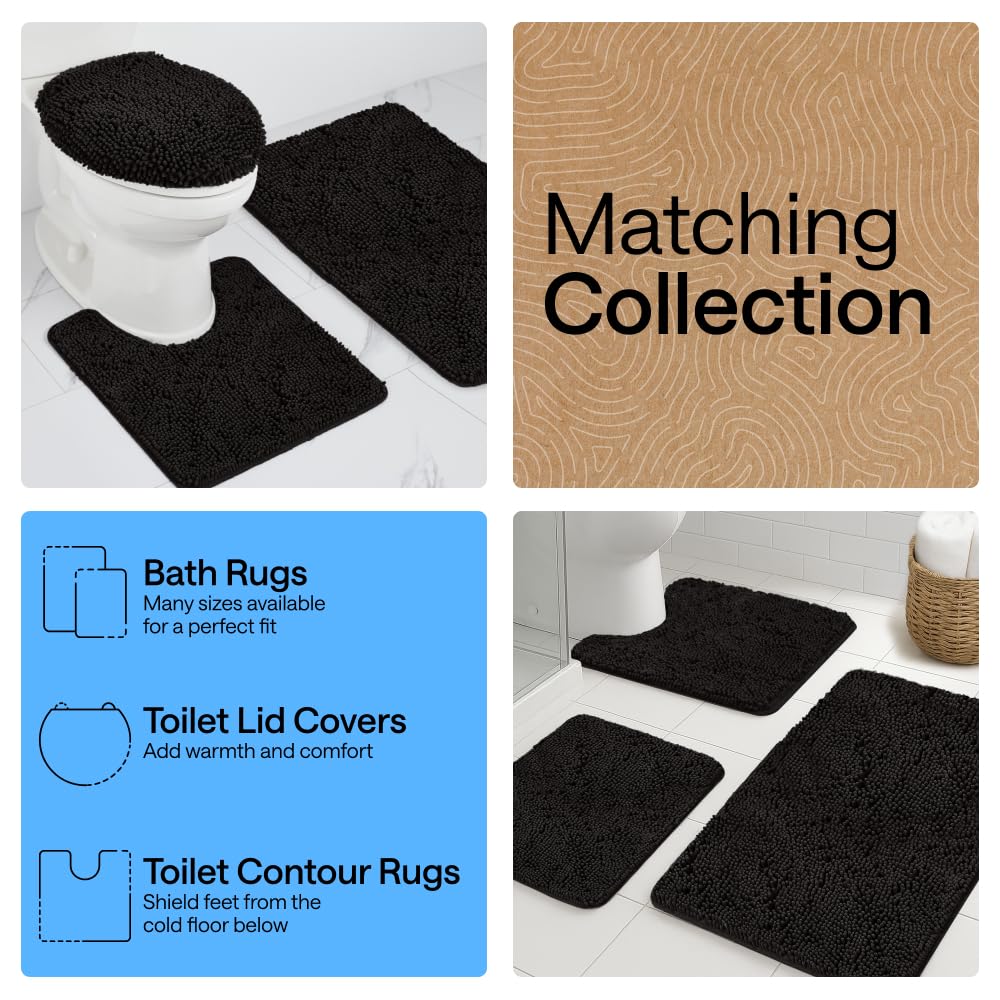 GORILLA GRIP Bath Rug Mat, Thick Soft Absorbent Chenille, Rubber Backing Quick Dry Microfiber Mats, Machine Washable Rugs for Shower Floor, Bathroom Runner Contour Bathmat Accessories Décor