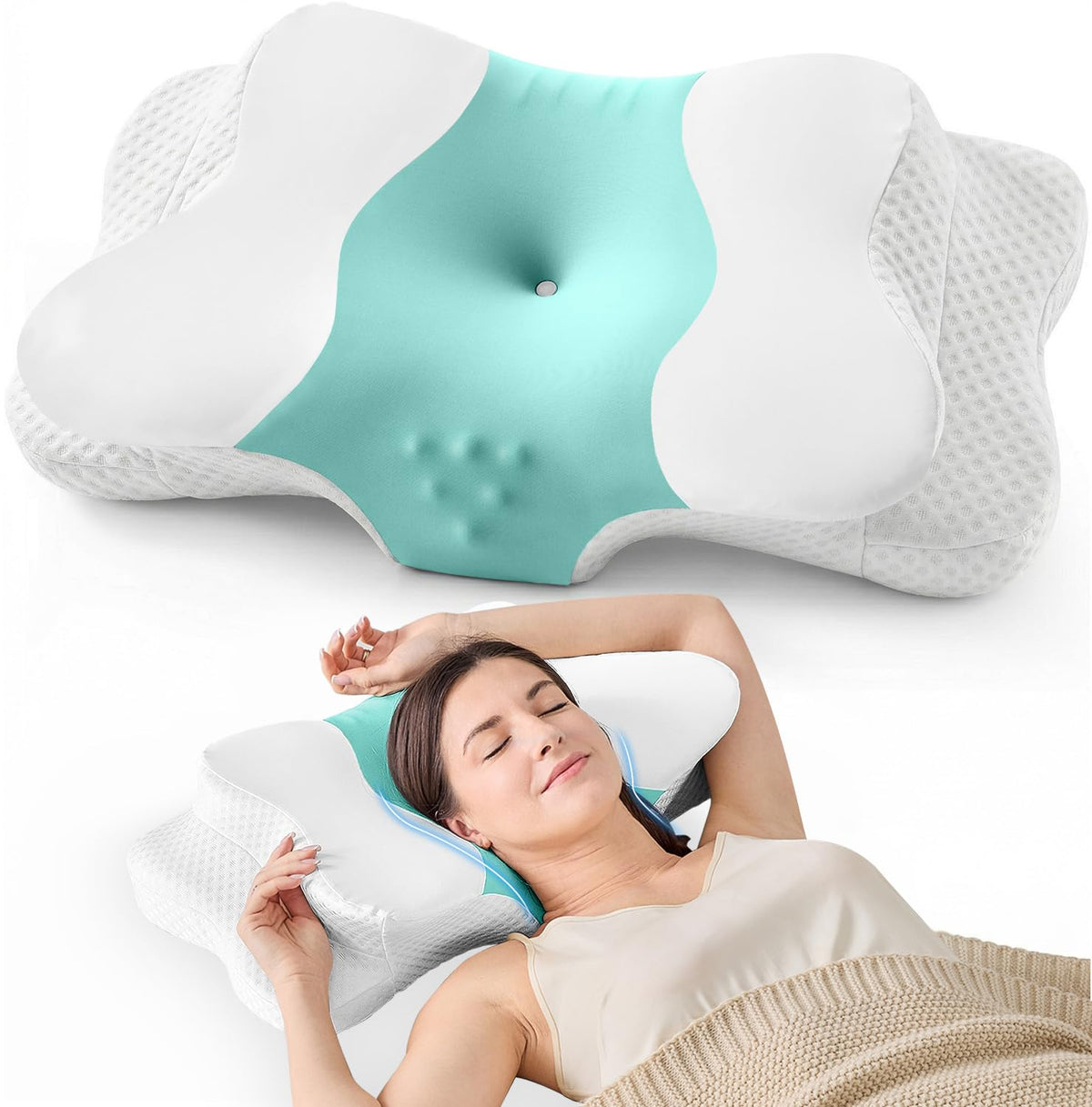 Ergonomic Memory Foam Neck Pillow for Side & Back Sleepers