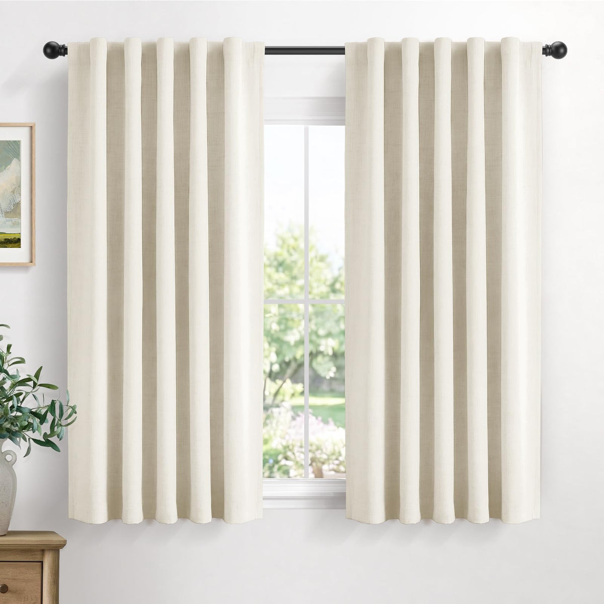 Linen Total Blackout Curtains for Bedroom and Living Room