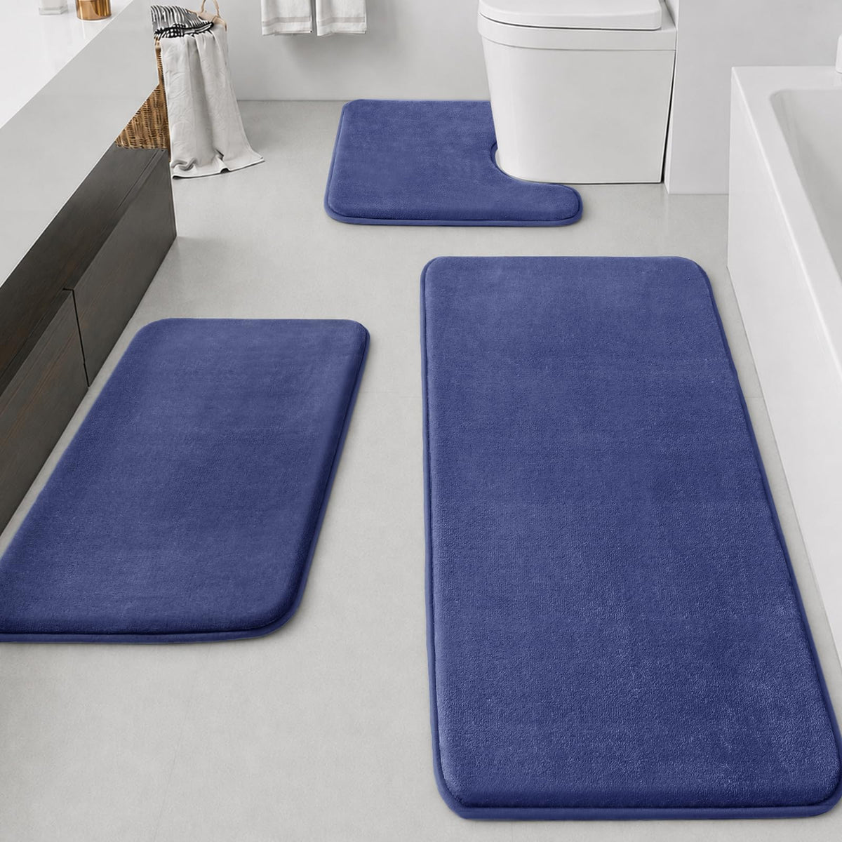 HUXMEYSON 3-Piece Soft Absorbent Non-Slip Bathroom Rug Set
