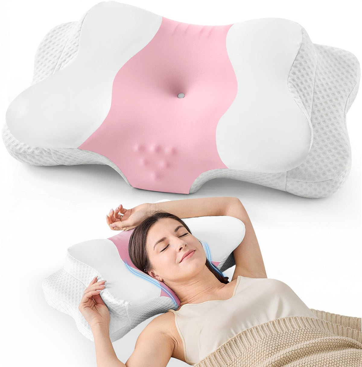 Ergonomic Memory Foam Neck Pillow for Side & Back Sleepers