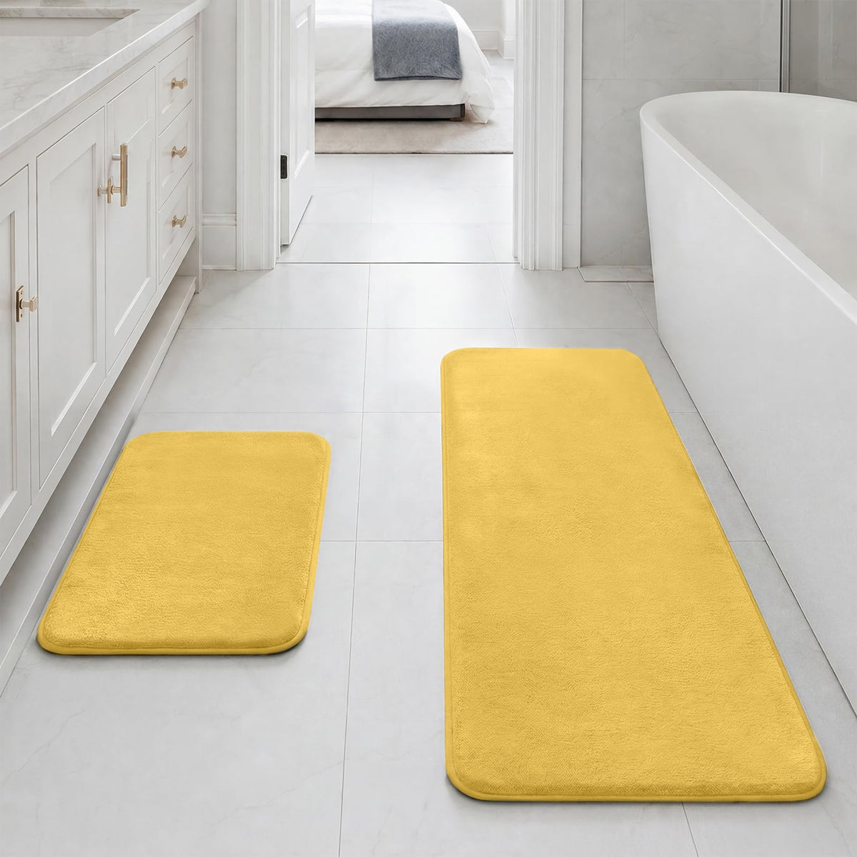 HUXMEYSON 3-Piece Soft Absorbent Non-Slip Bathroom Rug Set