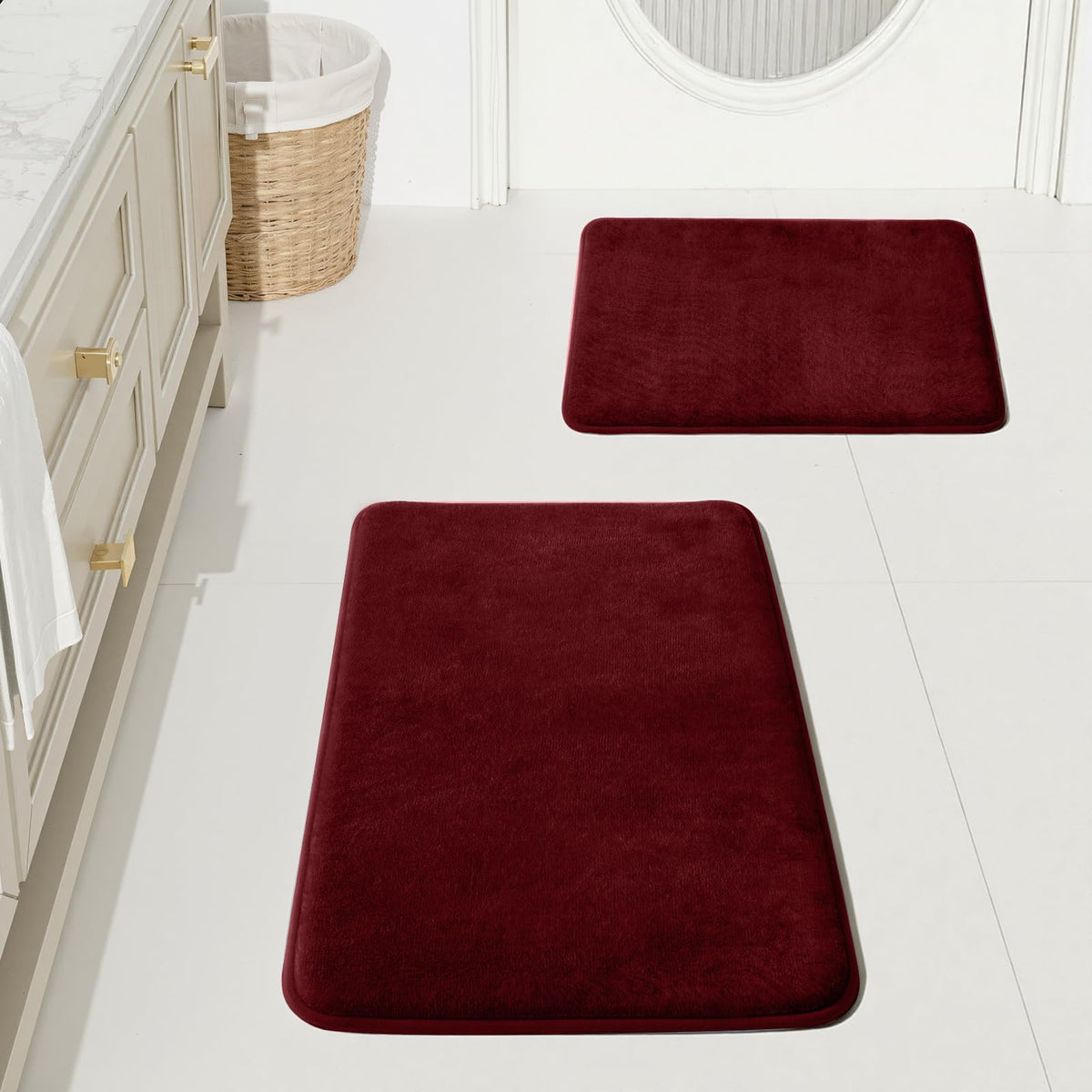 HUXMEYSON 3-Piece Soft Absorbent Non-Slip Bathroom Rug Set