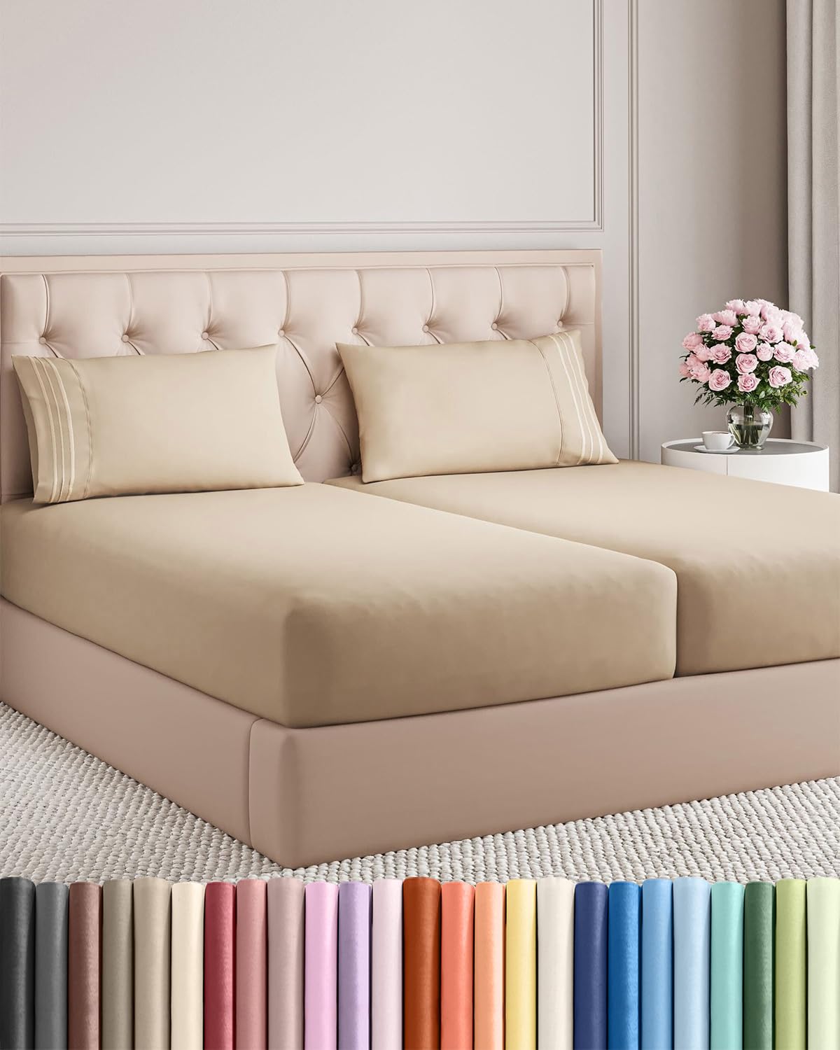 CGK Unlimited 4 Piece Sheet Set - Ultra-Soft, Breathable & Cooling Bed Sheets Set - Hotel Luxury Bedding for Women & Men with Deep Pockets - Wrinkle & Fade Free - Oeko-Tex