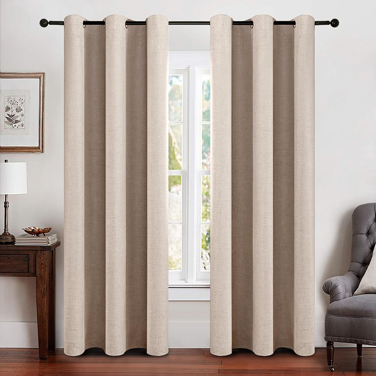 MIULEE Linen-Textured Thermal Insulated Blackout Curtains