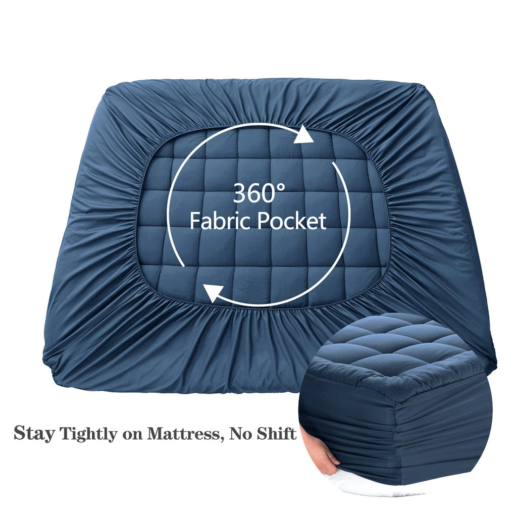 EASELAND Mattress Pad Cover Cotton Top 8-21" Deep Pocket Pillow Top Mattress Topper