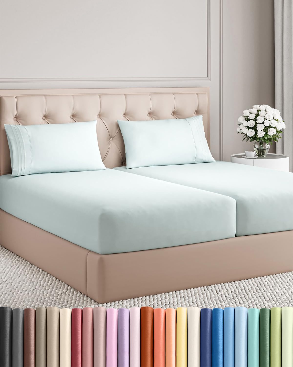 CGK Unlimited 4 Piece Sheet Set - Ultra-Soft, Breathable & Cooling Bed Sheets Set - Hotel Luxury Bedding for Women & Men with Deep Pockets - Wrinkle & Fade Free - Oeko-Tex