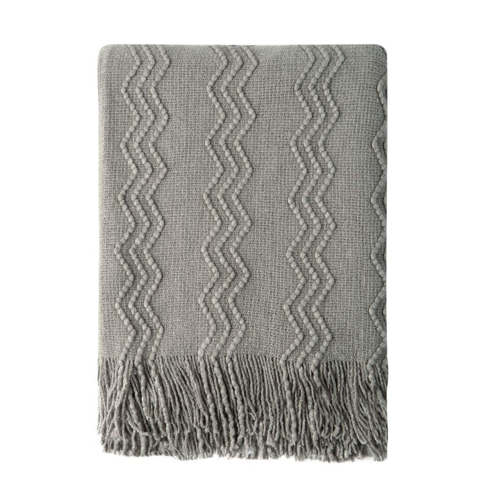 BOURINA Soft Textured Knitted Throw Blanket for Sofa