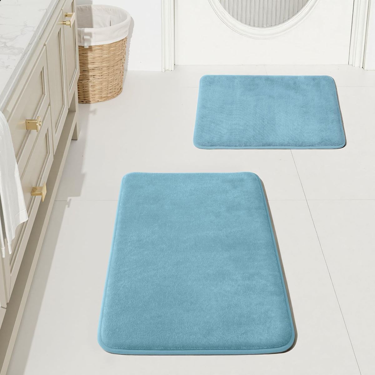 HUXMEYSON 3-Piece Soft Absorbent Non-Slip Bathroom Rug Set
