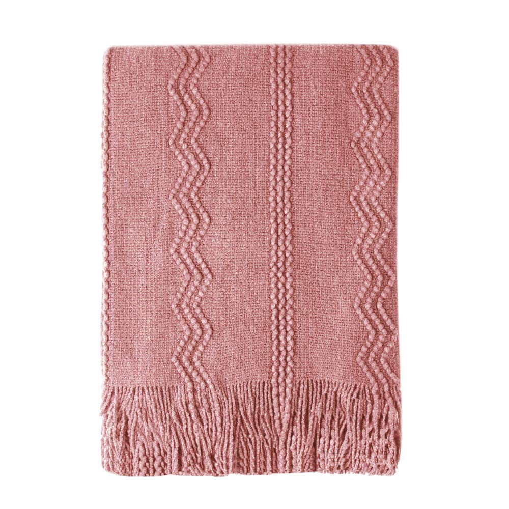 BOURINA Soft Textured Knitted Throw Blanket for Sofa