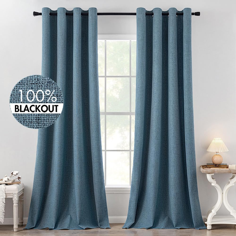 MIULEE Linen-Textured Thermal Insulated Blackout Curtains