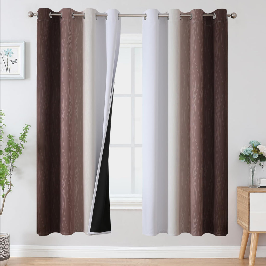Estelar Textiler Ombre Blackout Curtains for Bedroom 2 Panels Set