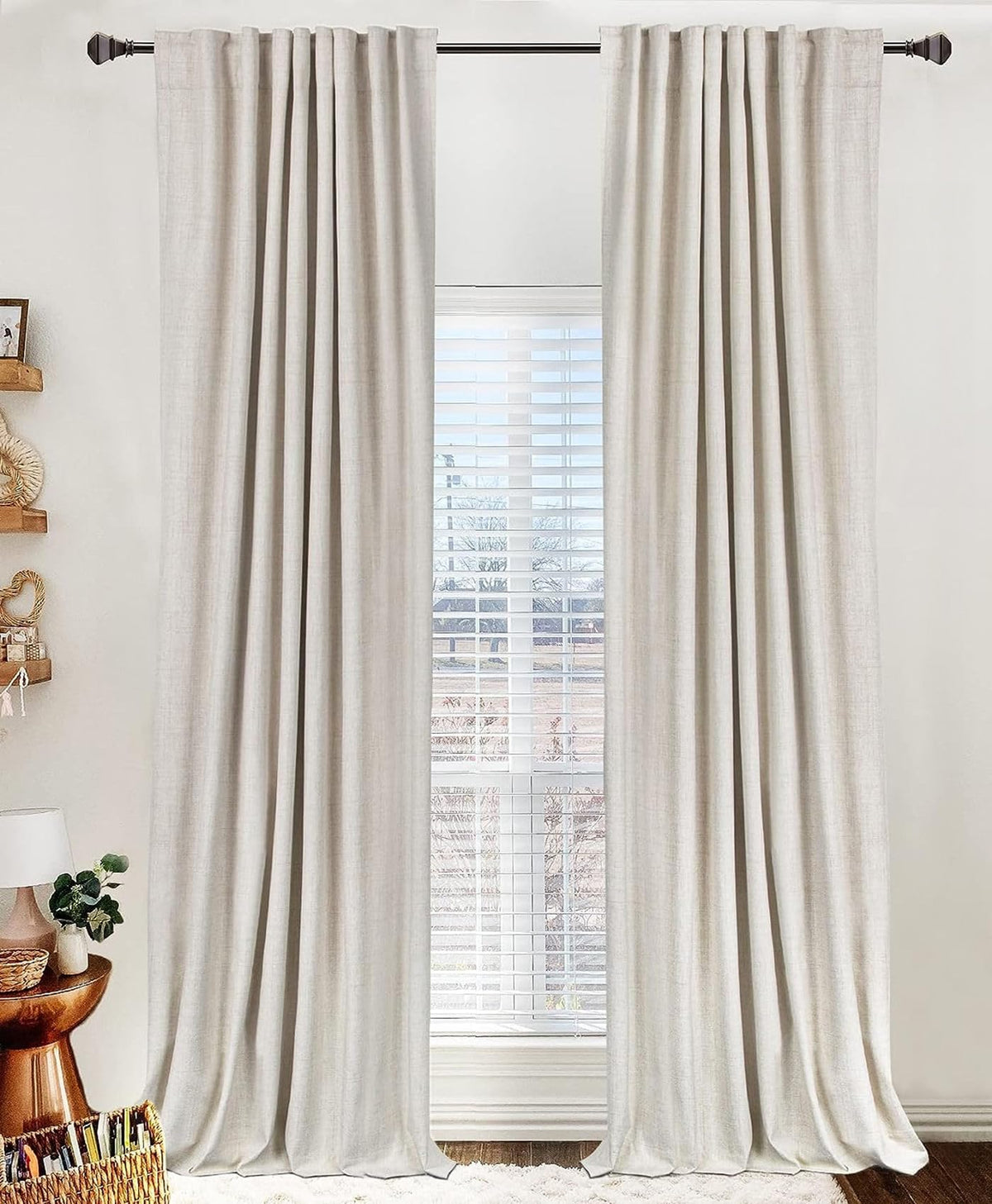 Linen Total Blackout Curtains for Bedroom and Living Room