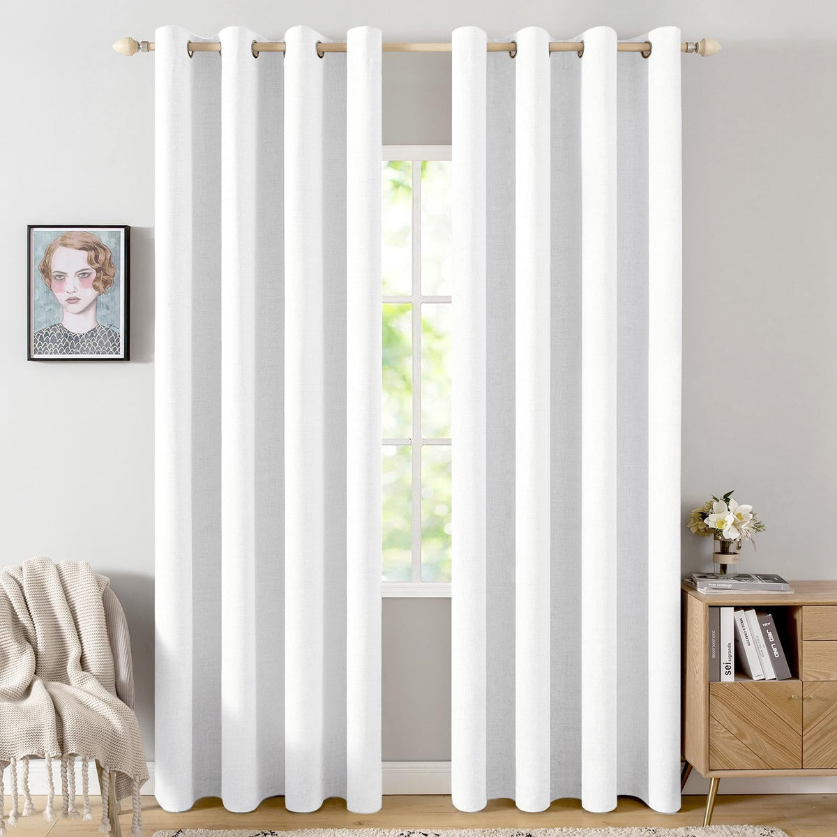 MIULEE Linen-Textured Thermal Insulated Blackout Curtains