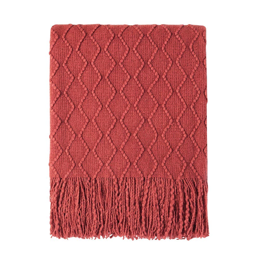 BOURINA Soft Textured Knitted Throw Blanket for Sofa