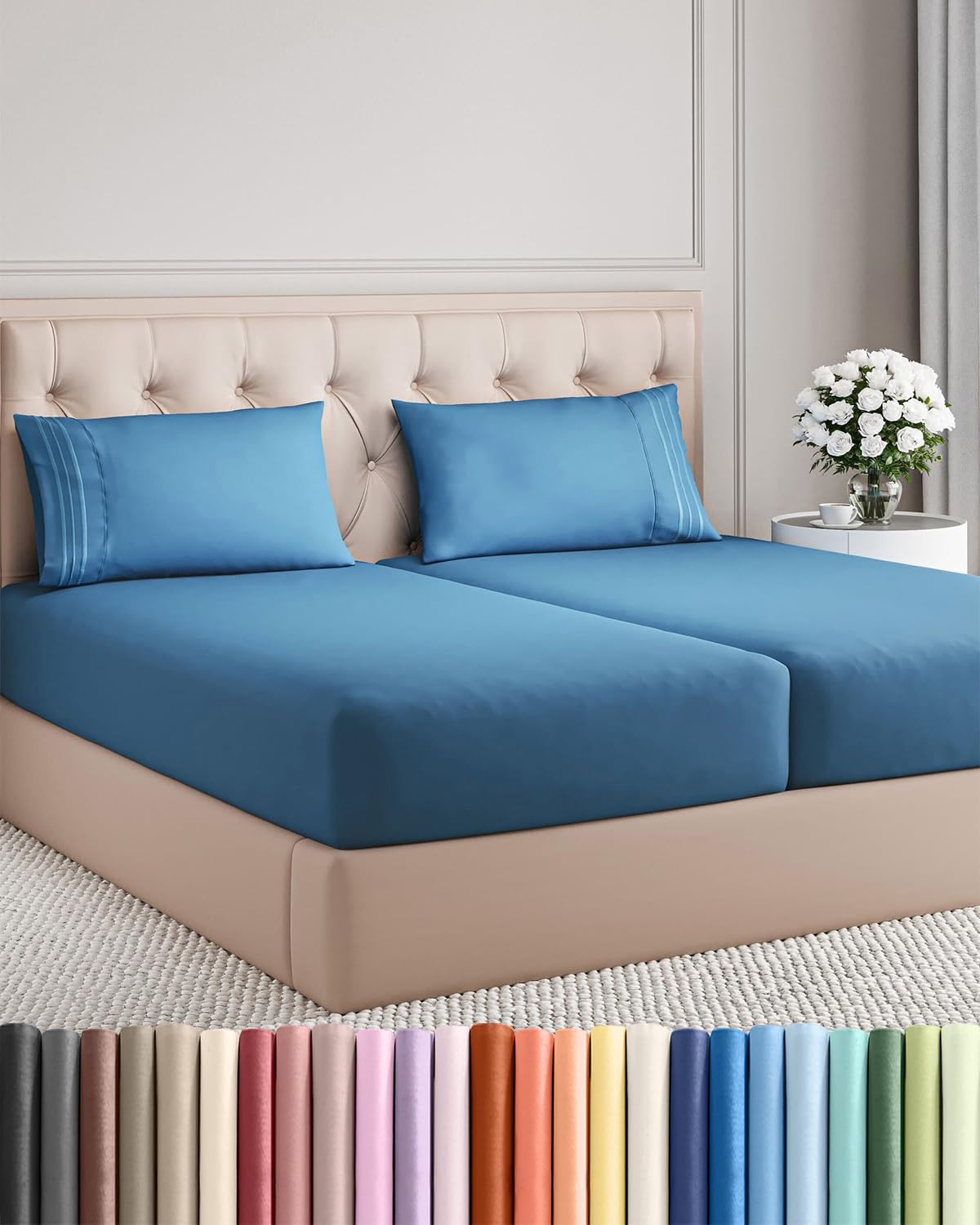 CGK Unlimited 4 Piece Sheet Set - Ultra-Soft, Breathable & Cooling Bed Sheets Set - Hotel Luxury Bedding for Women & Men with Deep Pockets - Wrinkle & Fade Free - Oeko-Tex