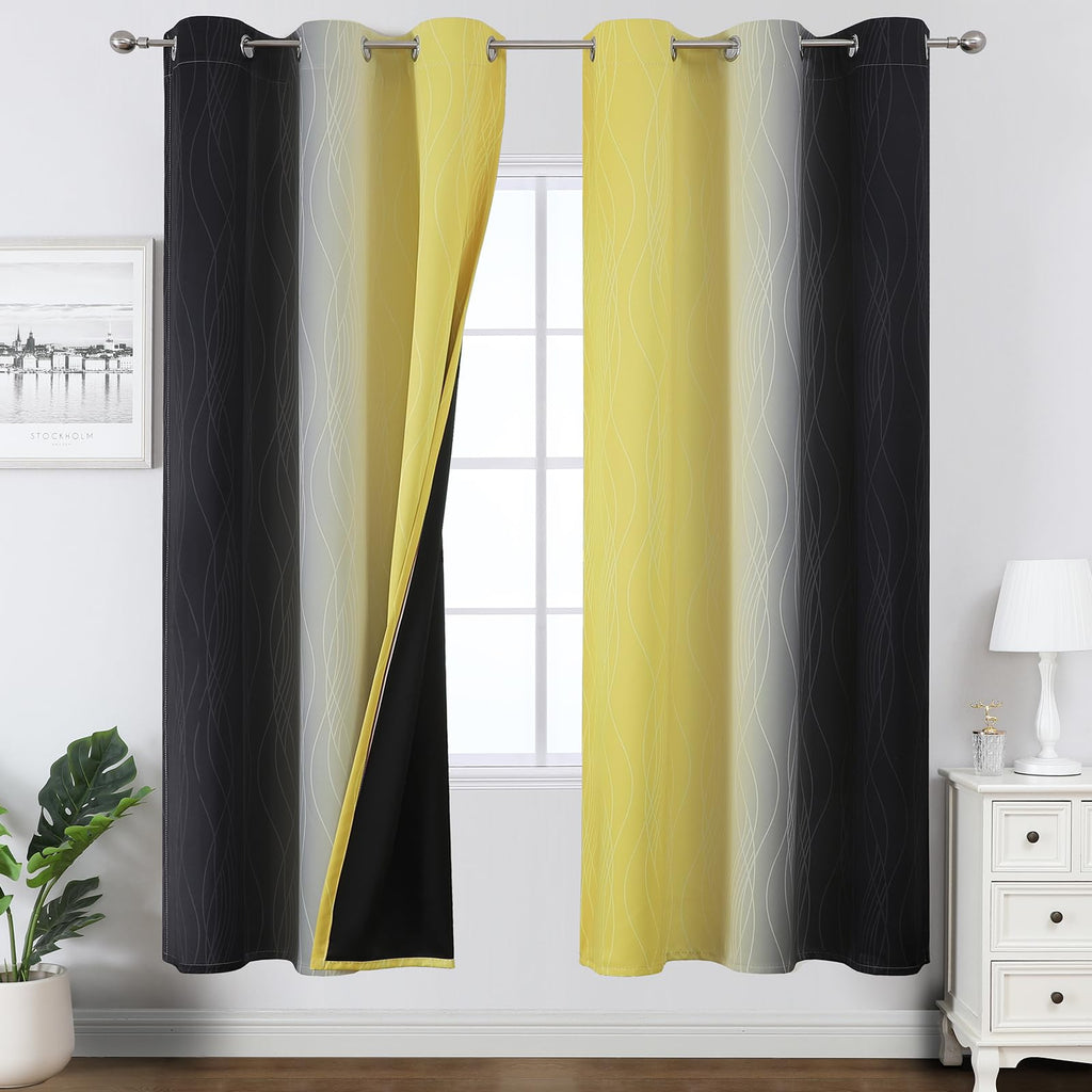 Estelar Textiler Ombre Blackout Curtains for Bedroom 2 Panels Set
