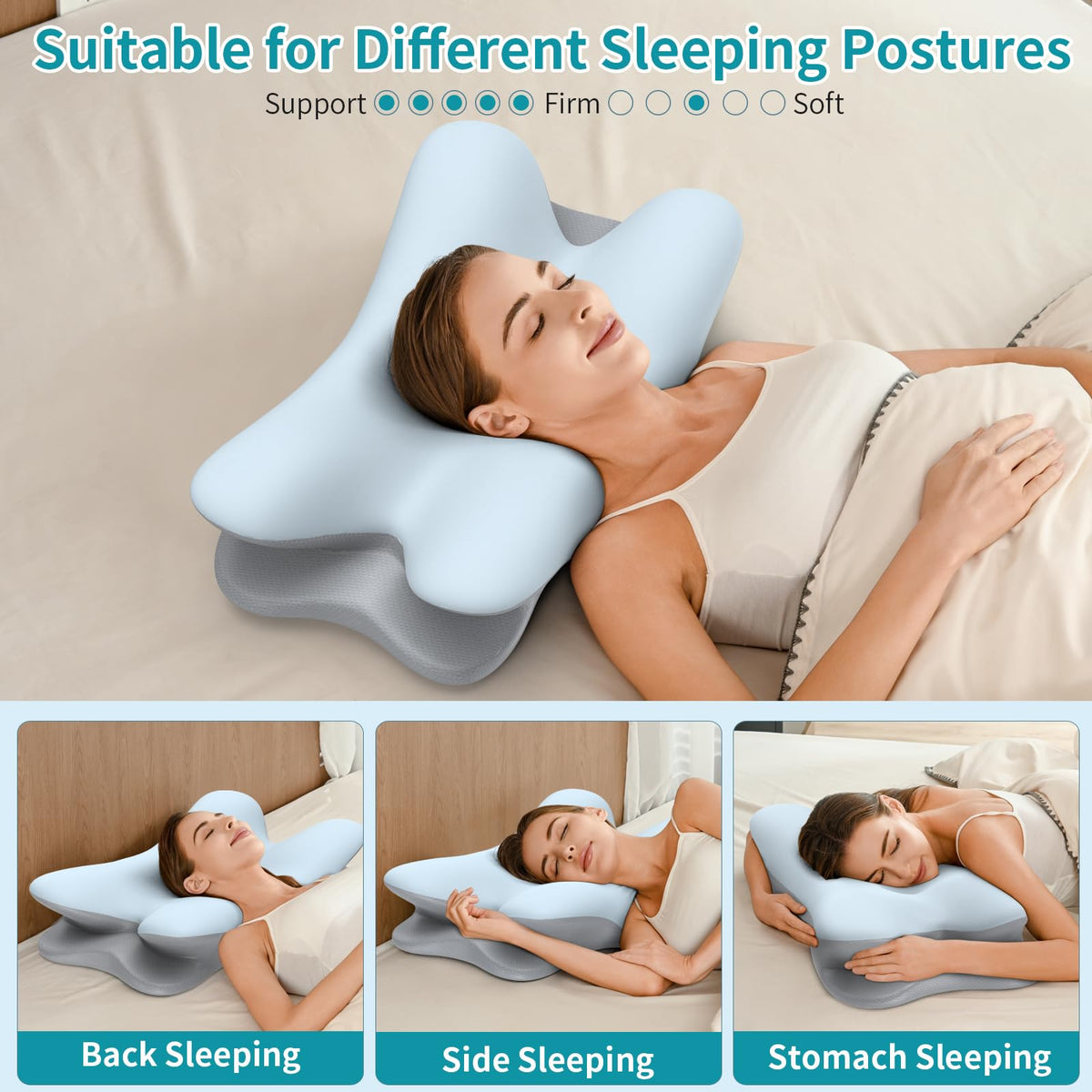 Cervical Neck Pillow for Pain Relief - Ergonomic Pillow for Neck Support, Contour Memory Foam Pillows for Sleeping, Orthopedic Bed Pillow for Side Back Stomach Sleepers