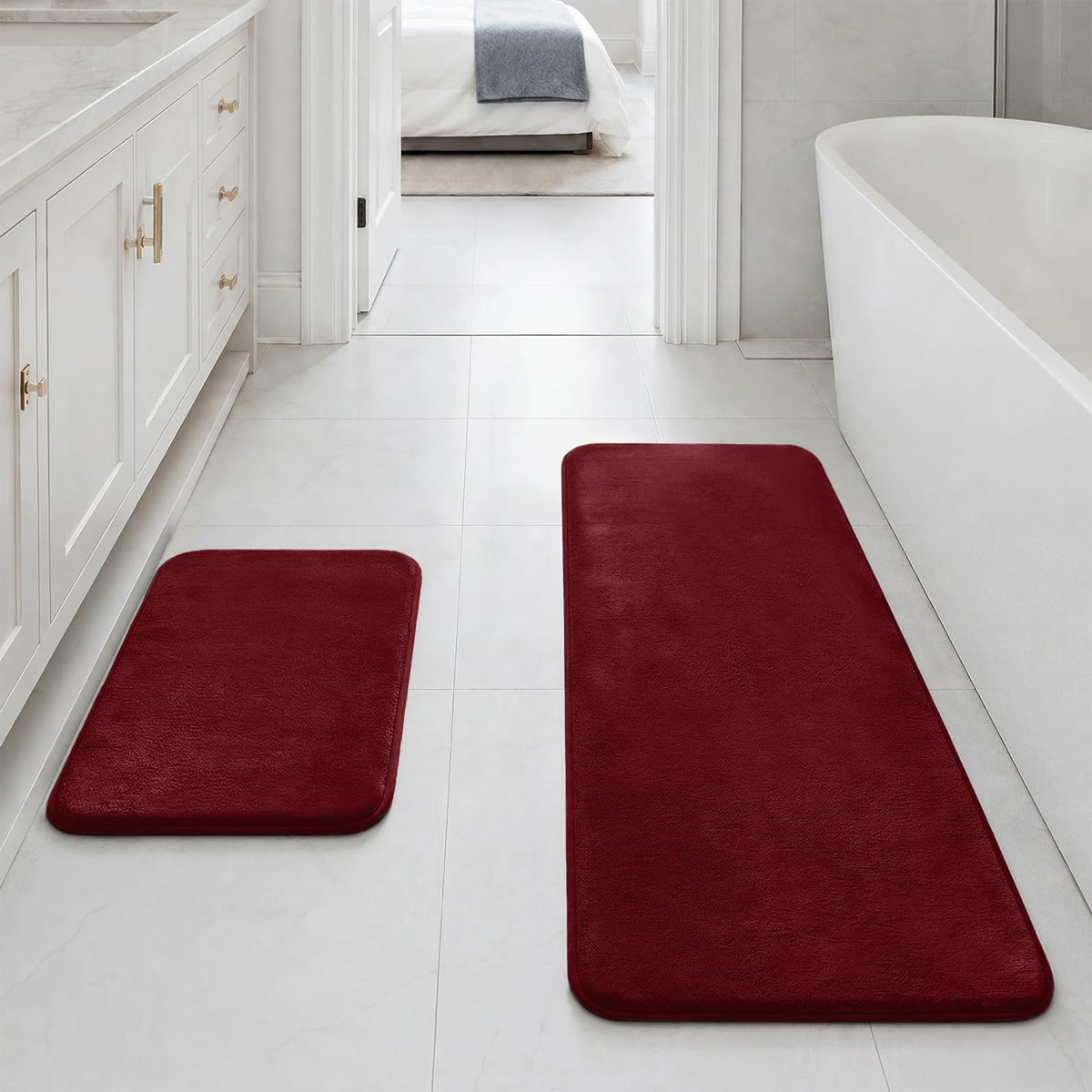 HUXMEYSON 3-Piece Soft Absorbent Non-Slip Bathroom Rug Set