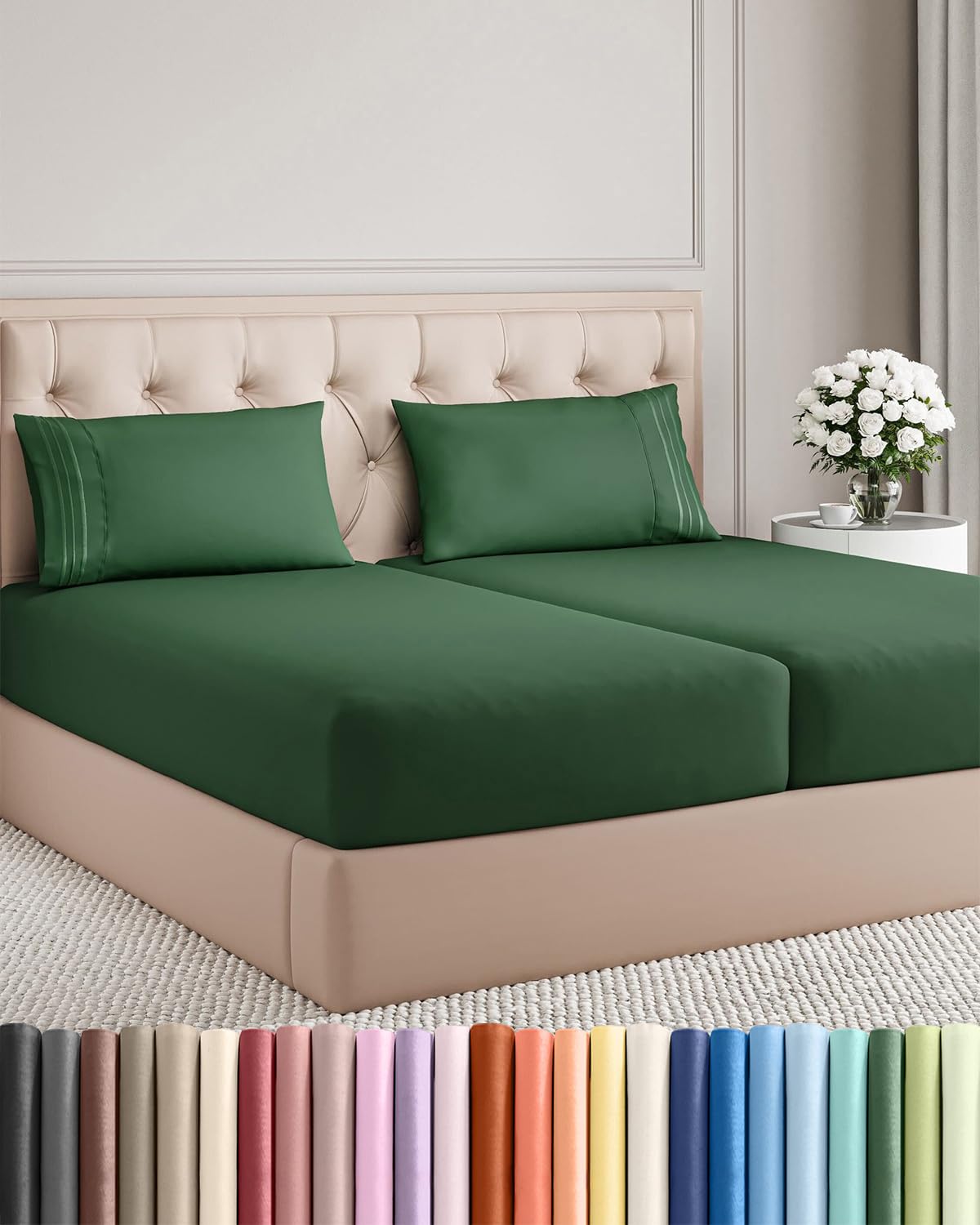 CGK Unlimited 4 Piece Sheet Set - Ultra-Soft, Breathable & Cooling Bed Sheets Set - Hotel Luxury Bedding for Women & Men with Deep Pockets - Wrinkle & Fade Free - Oeko-Tex