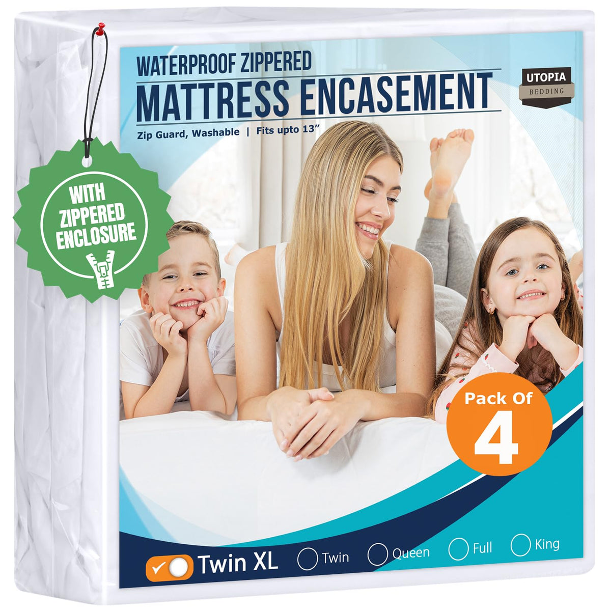 Utopia Bedding Zippered Mattress Encasement, 100% Waterproof Bed Bug and Dust Mite Proof Mattress Protector, Absorbent Six-Sided Mattress Cover
