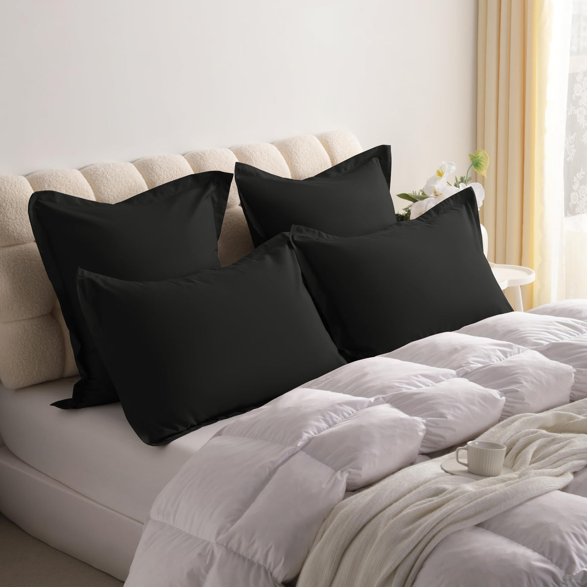 NTBAY Brushed Microfiber Pillow Shams, Soft and Cozy, Wrinkle, Fade, Stain Resistant 2 Pack Pillow Cases