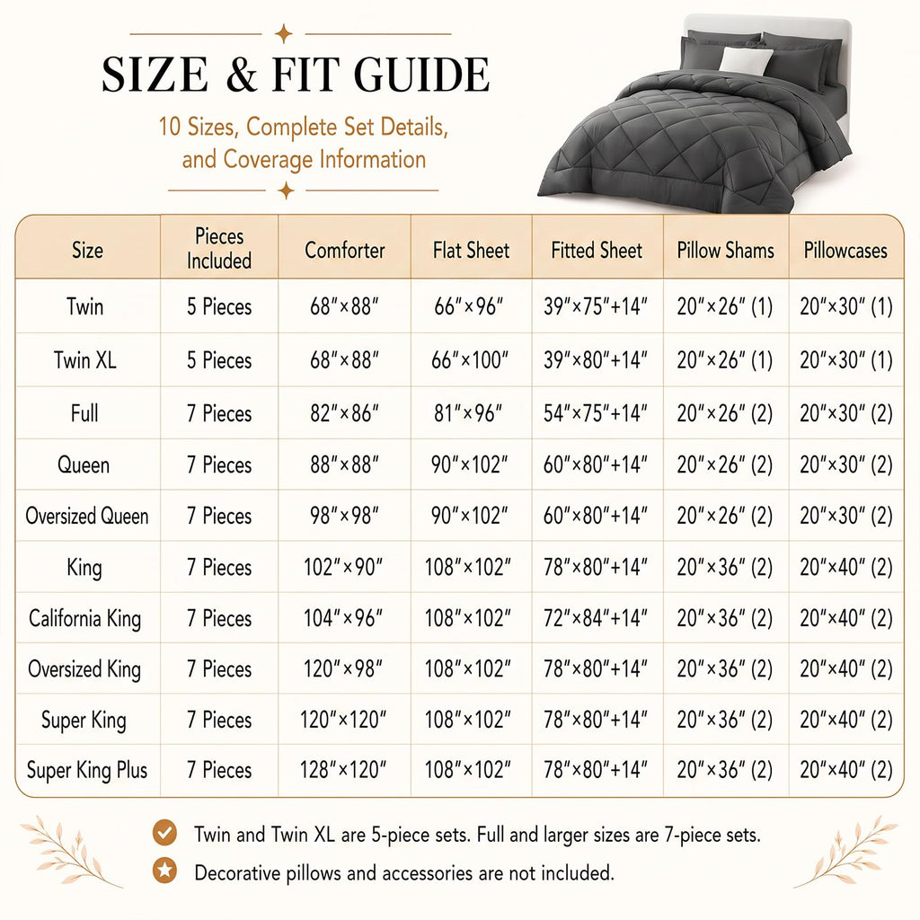 CozyLux Comforter Set, Down Alternative Bedding Set with Sheets, 5/7 Pieces